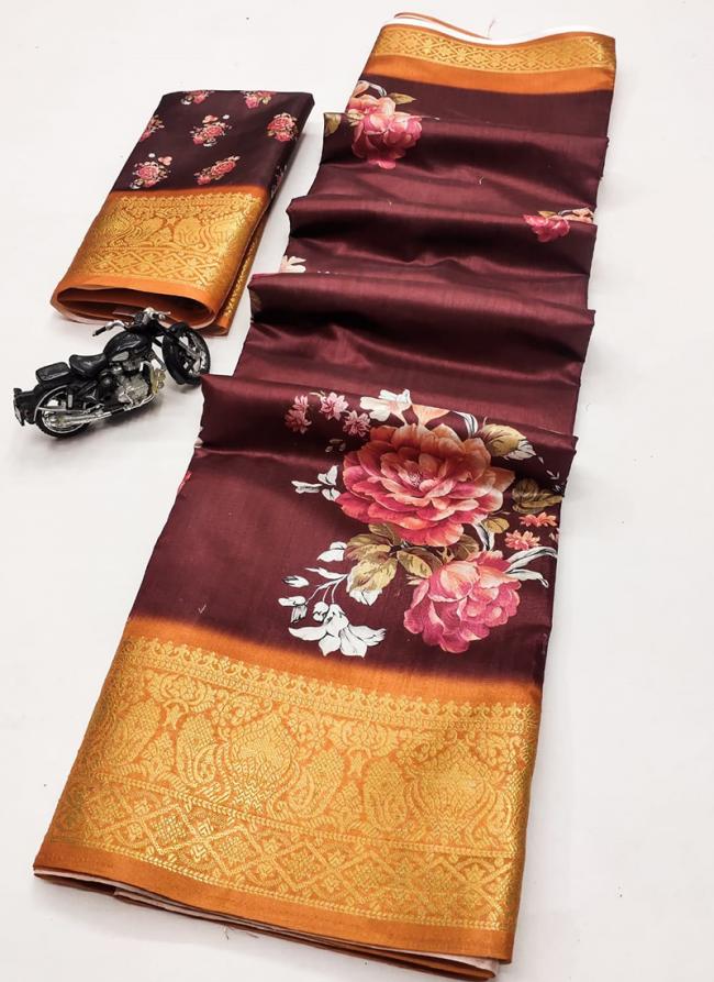 Dola Silk Maroon Festival Wear Printed Saree